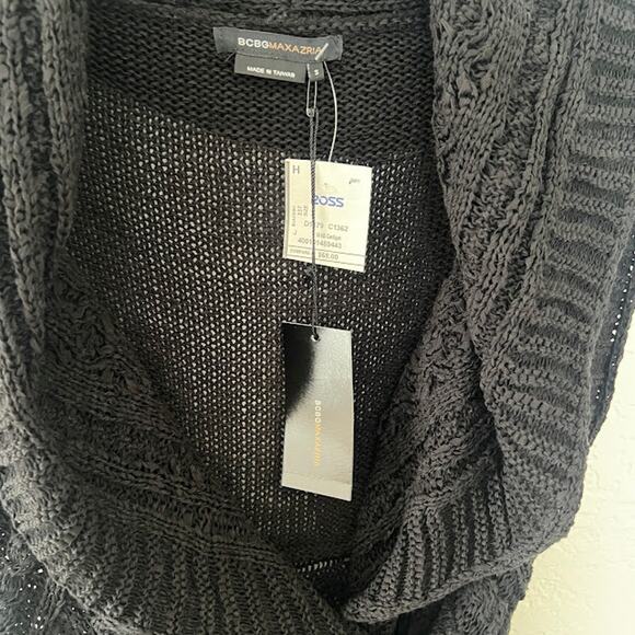 NEW! BCBG MaxAzria Women's Belted Cardigan Sweater S Black Knit Whimsygoth - Picture 5 of 6
